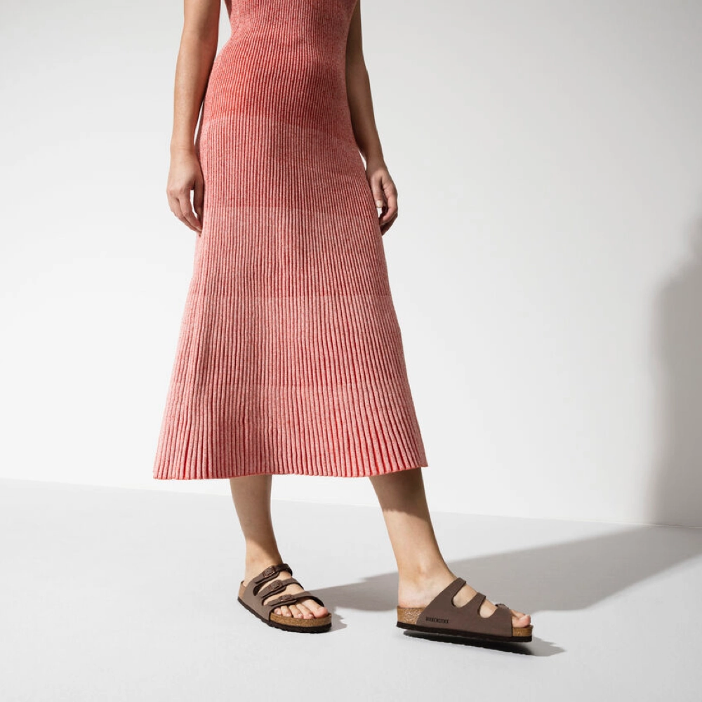 Outdoor Flats Birkenstock Women's Florida Soft Footbed Birkibuc Sandal in Mocha