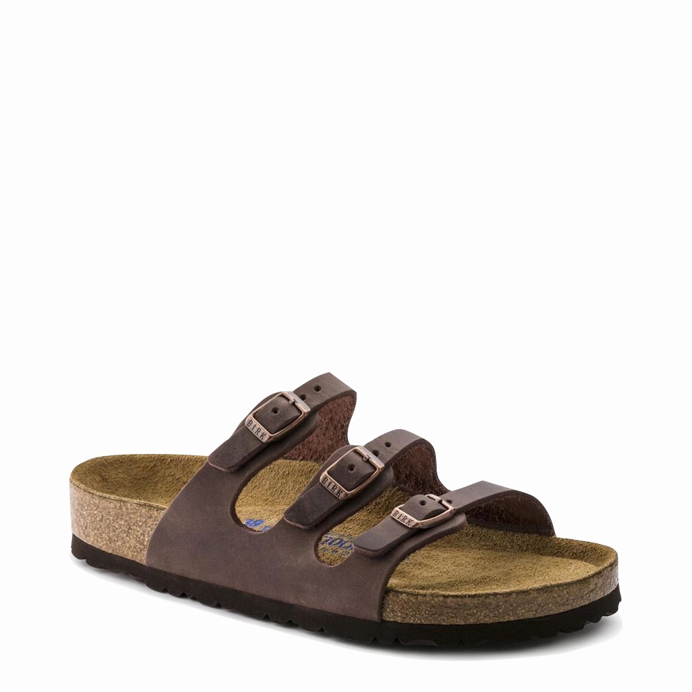 Birkenstock Women's Florida Soft Footbed Leather Sandal in Habana Brown Outdoor Walking Comfort
