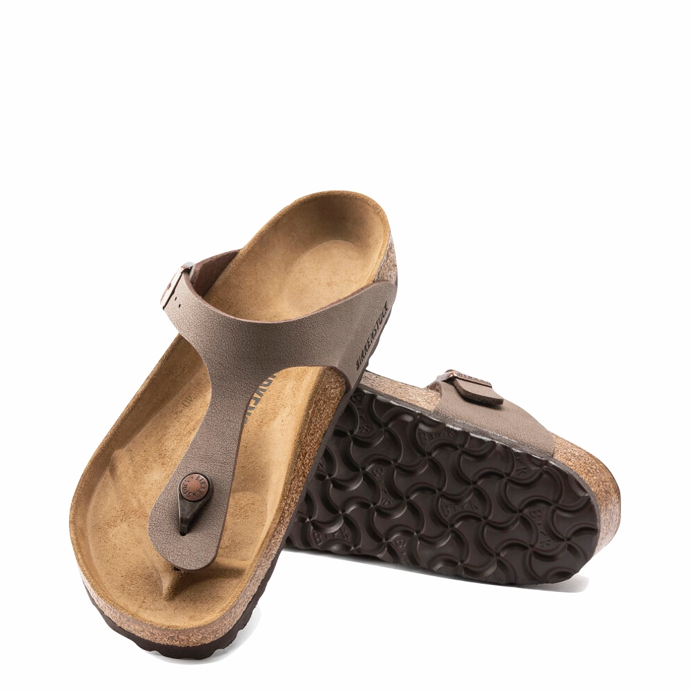 Birkenstock Women's Gizeh Birkibuc Thong Sandal in Mocha Open Design Soft Support