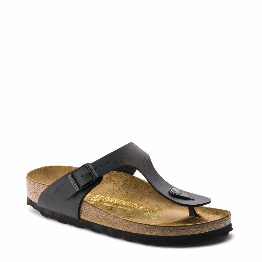 Birkenstock Women's Gizeh Birko-Flor Thong Sandal in Black Walk Flow