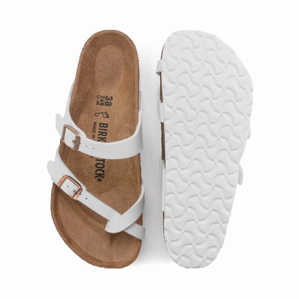 Stride Light Airy Vibe Birkenstock Women's Mayari Birko-Flor Toe Loop Sandal in White