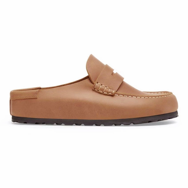 Dynamic Grip Slip   resistant   sole Birkenstock Women's Naples 2.0 Wrapped Oiled Leather Clog in Cognac