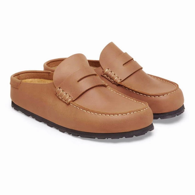 Birkenstock Women's Naples 2.0 Wrapped Oiled Leather Clog in Cognac Minimal Stitch