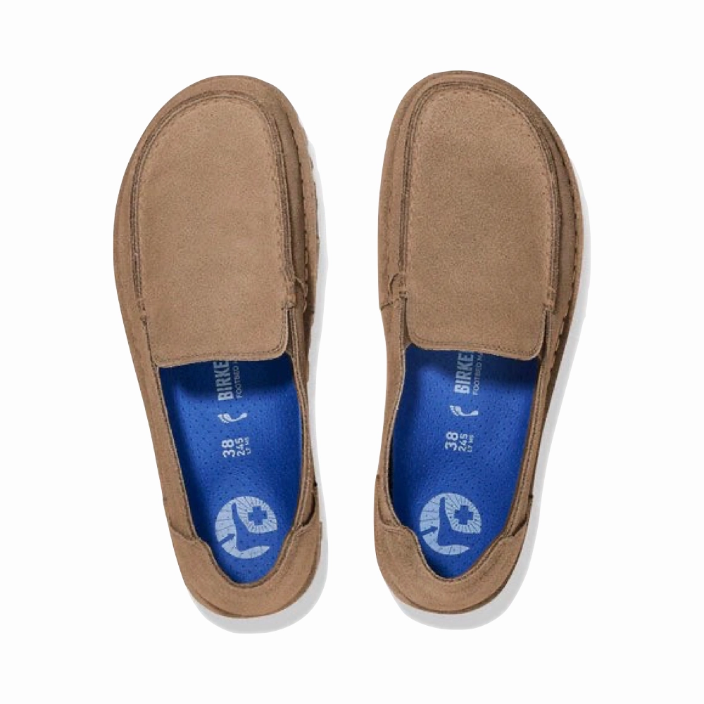 Simple Lines Smart Step Birkenstock Women's Utti Slip On Loafer in Gray Taupe