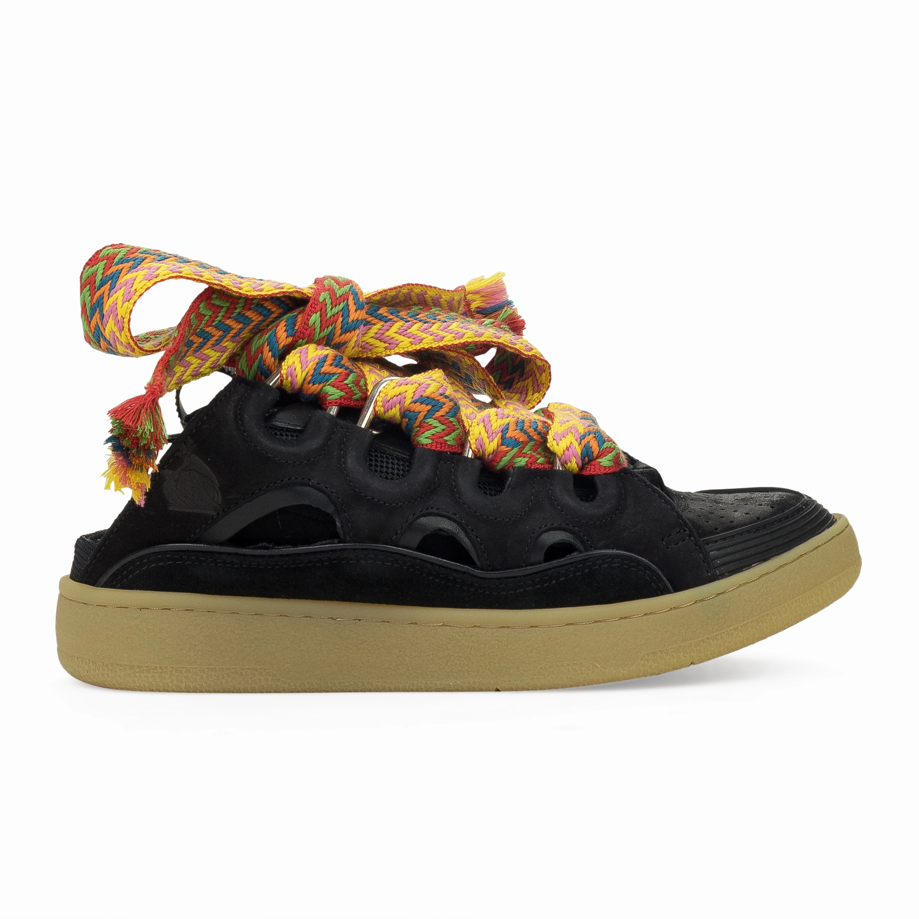 BLACK CURB MULES running with a rubber outsole