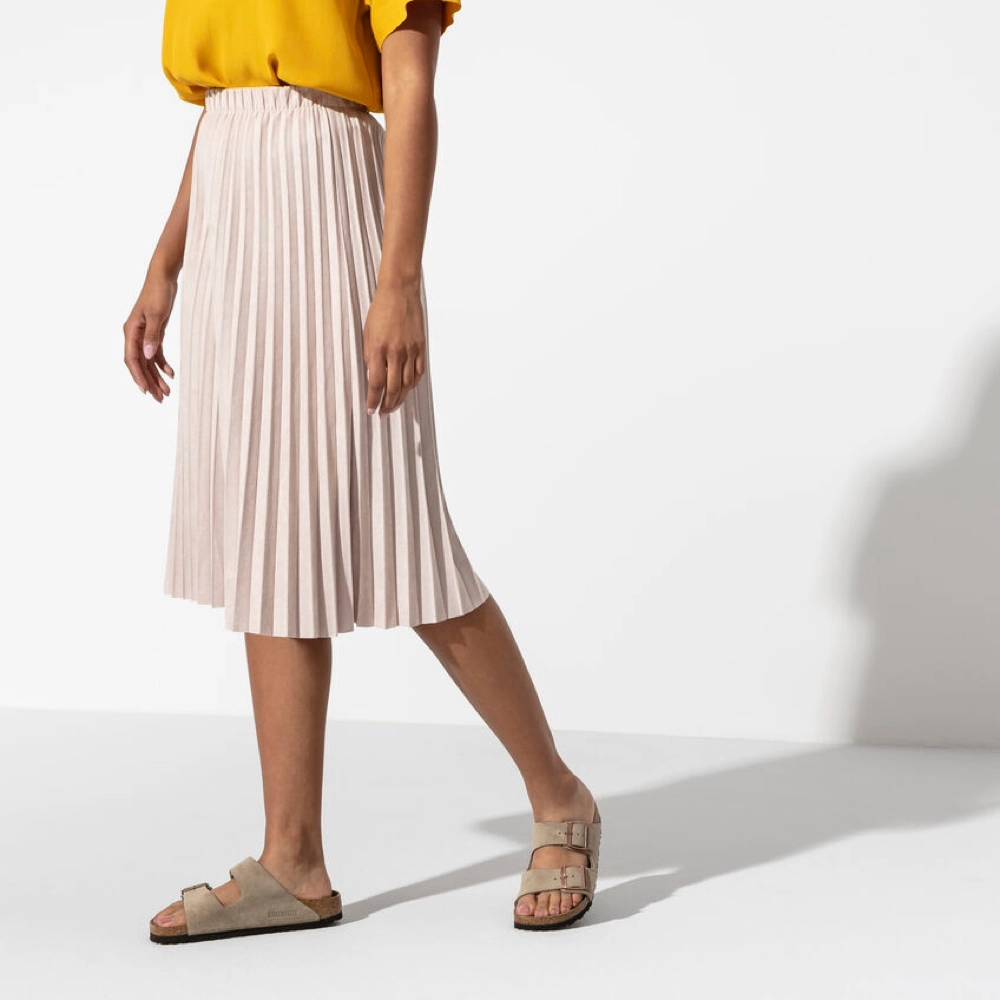 Birkenstock Arizona Suede Soft Footbed Sandal in Taupe Quick Move