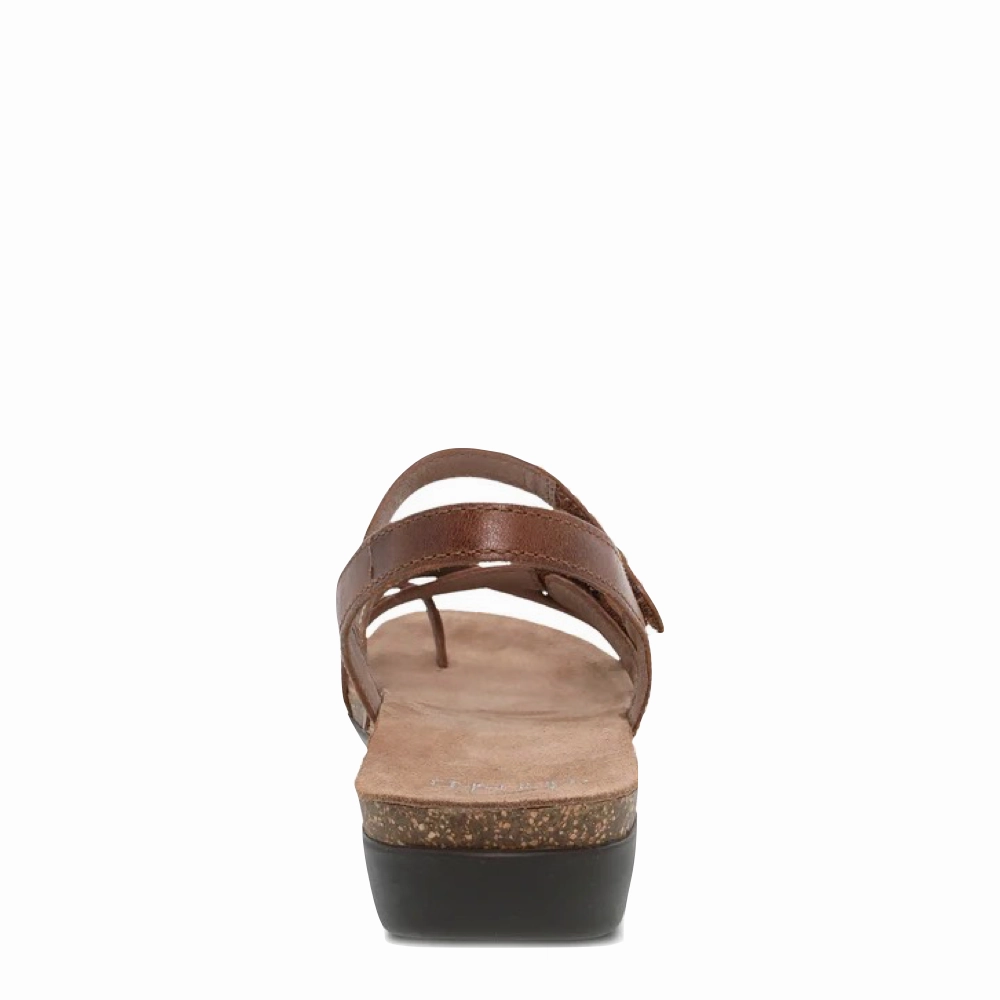 Dansko Women's Roslyn Strappy Leather Sandal in Tan Waxy Sporty Outdoor Footwear