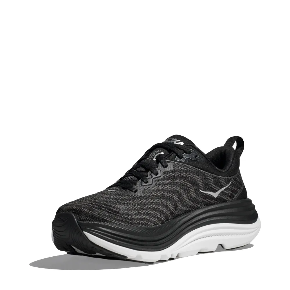 Hoka Men's Gaviota 5 Running Sneaker in Black/White pre - made running shoes running in low - altitude areas
