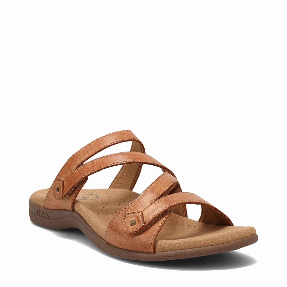 Soft Straps Taos Women's Double U Adjustable Strap Slide Sandal in Caramel