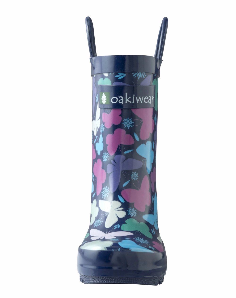 Cold Protection Bright Butterflies Loop Handle Rubber Rain Boots