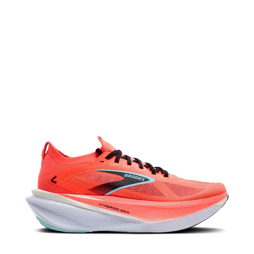 grass running footwear Brooks Men's Hyperion Max 3 Sneaker in Fiery Coral/Black