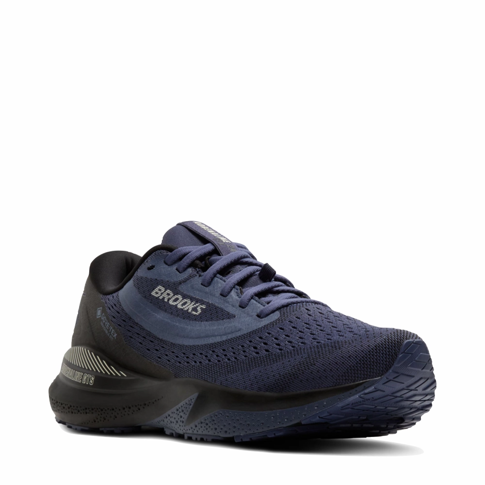 Brooks Women's Adrenaline GTS 24 GTX Waterproof Sneaker in Black/Nightshadow/Coconut Natural Form