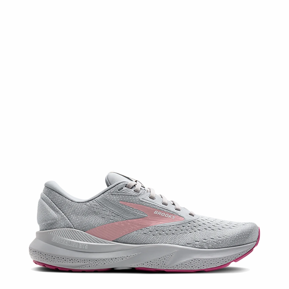 Meadow Run Knit Upper Brooks Women's Adrenaline GTS 24 Sneaker in Alloy/White/Zephyr