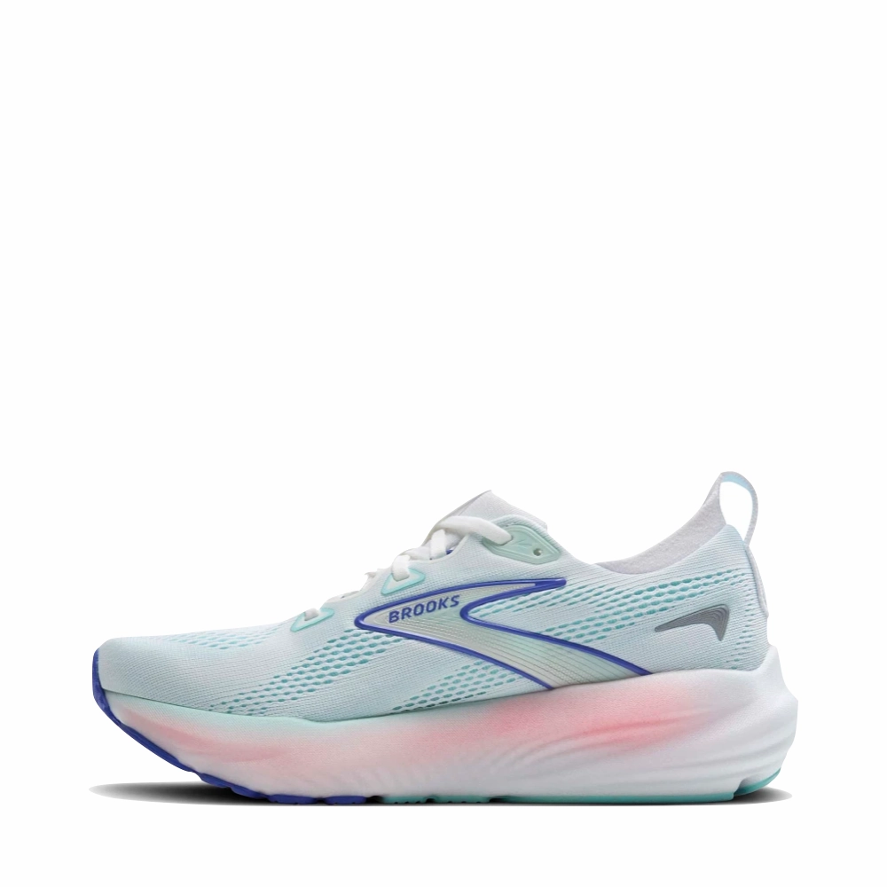 Padded Tongue Brooks Women's Glycerin 22 Sneaker in White/Limpet Shell/Amparo Blue