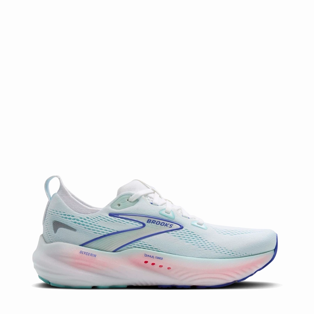 Zip Up Style Bus Hop Brooks Women's Glycerin 22 Sneaker in White/Limpet Shell/Amparo Blue