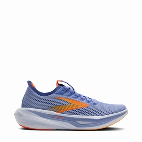 Brooks Women's Hyperion 3 Sneaker in Blue Heron/Orange/White All Day Travel Suede Finish