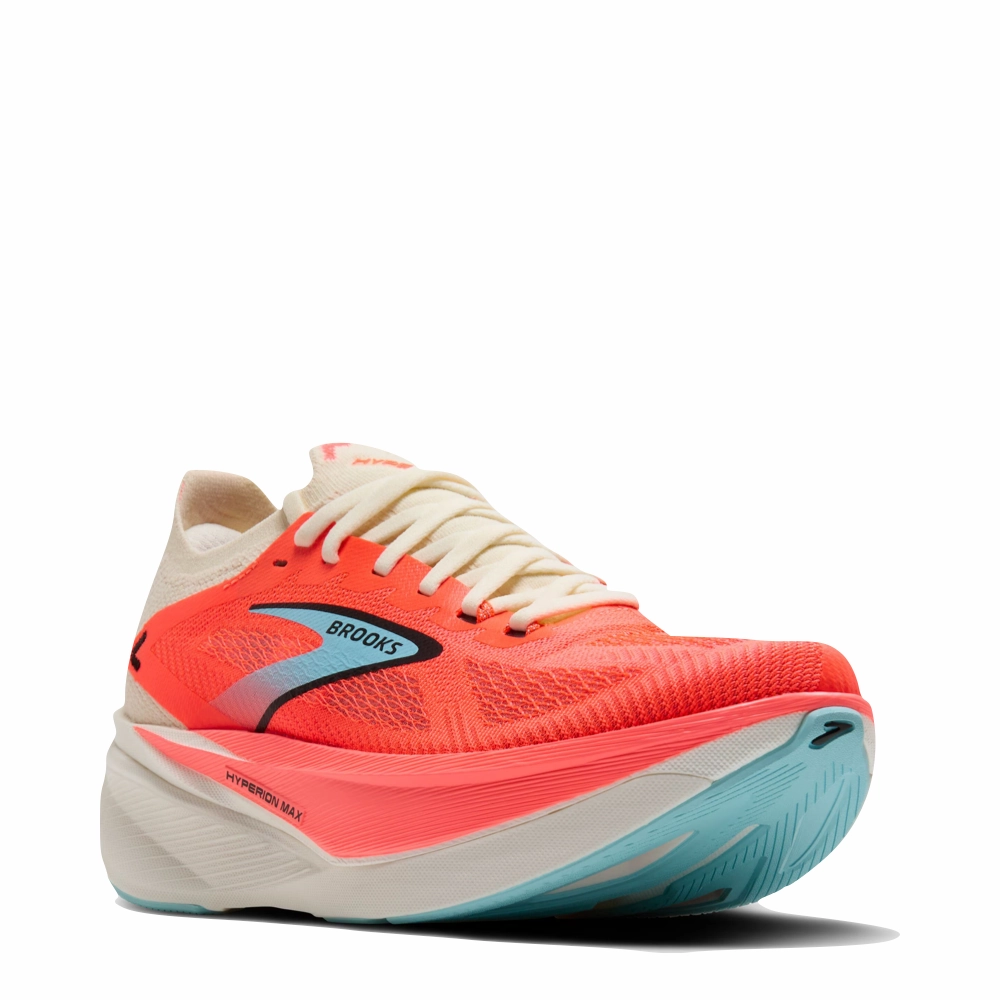 Healthy Walk Every Season Brooks Women's Hyperion Max 3 Sneaker in Coconut/Fiery Coral