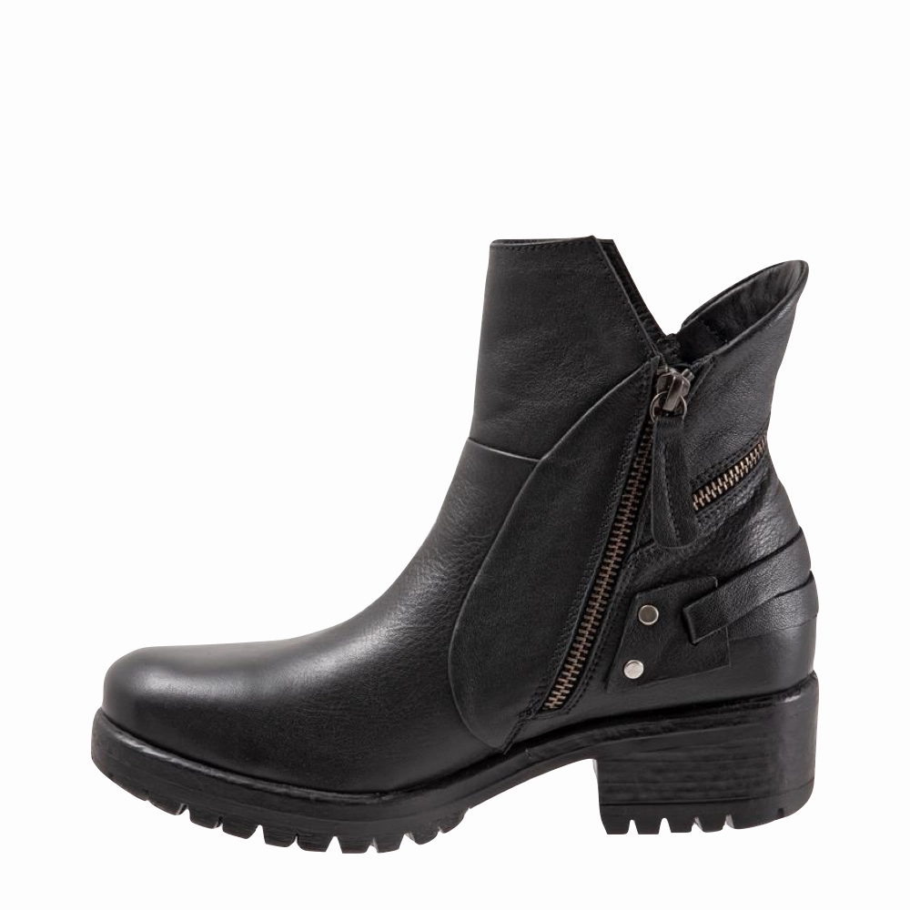 Cool Lifestyle Decorative stitching Bueno Women's Fallon Side Zip Leather Boot in Black