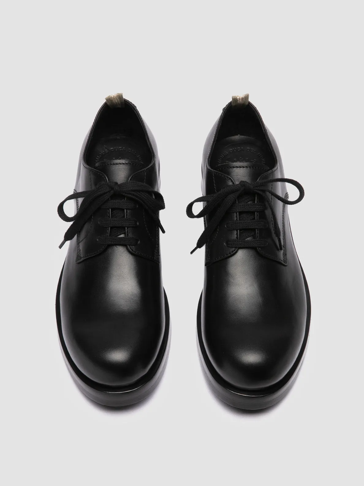 BULLA 001 - Black Leather Derby Shoes Stitched Seams