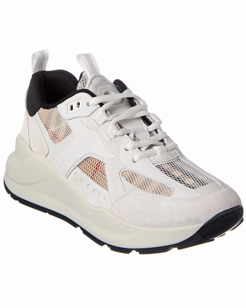 all - weather - resilience shoes Burberry Vintage Check Mesh & Suede Sneaker
