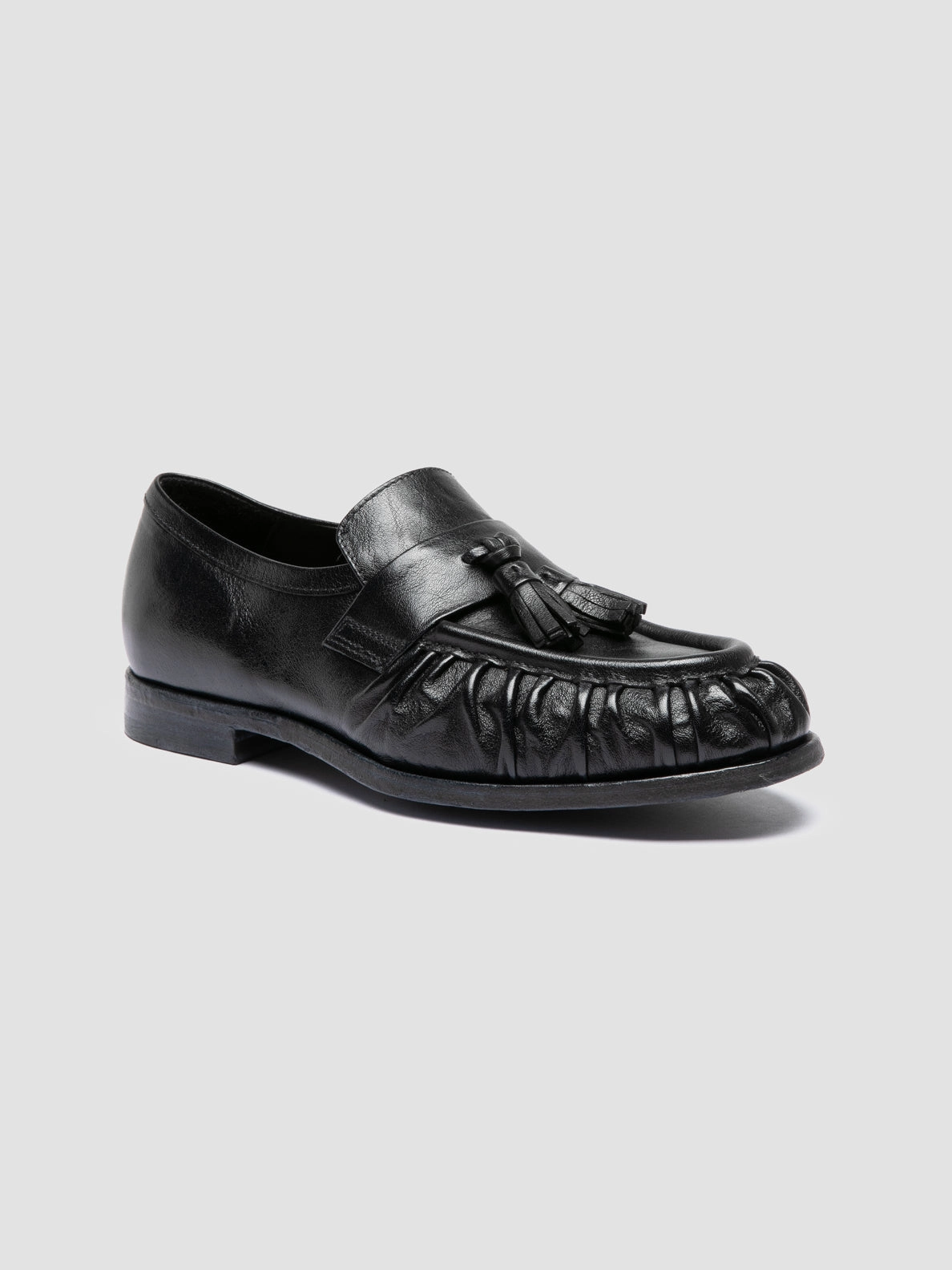 Tailored Fit Brushed Finish SOLITUDE 108 - Dark Blue Leather Tassel Loafers