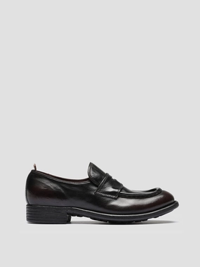 CALIXTE 020 - Dark Burgundy Leather Penny Loafers Subtle shade