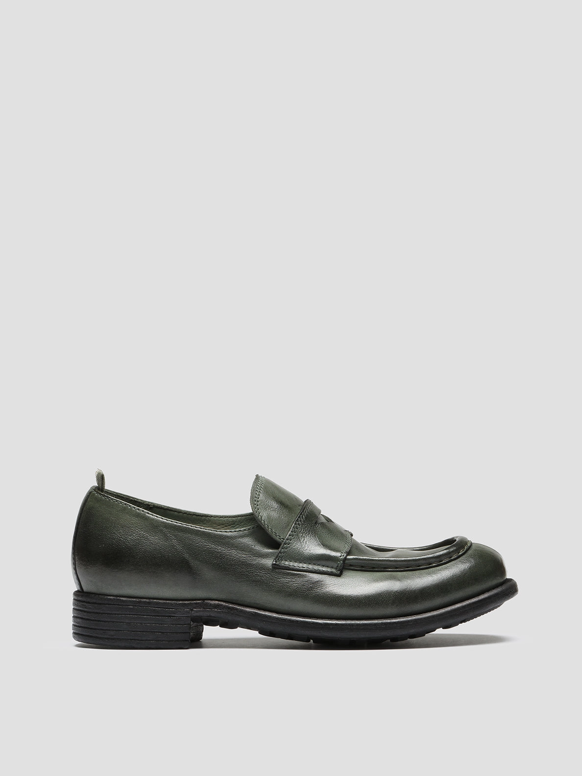 CALIXTE 020 - Green Leather loafers Gloss Leather
