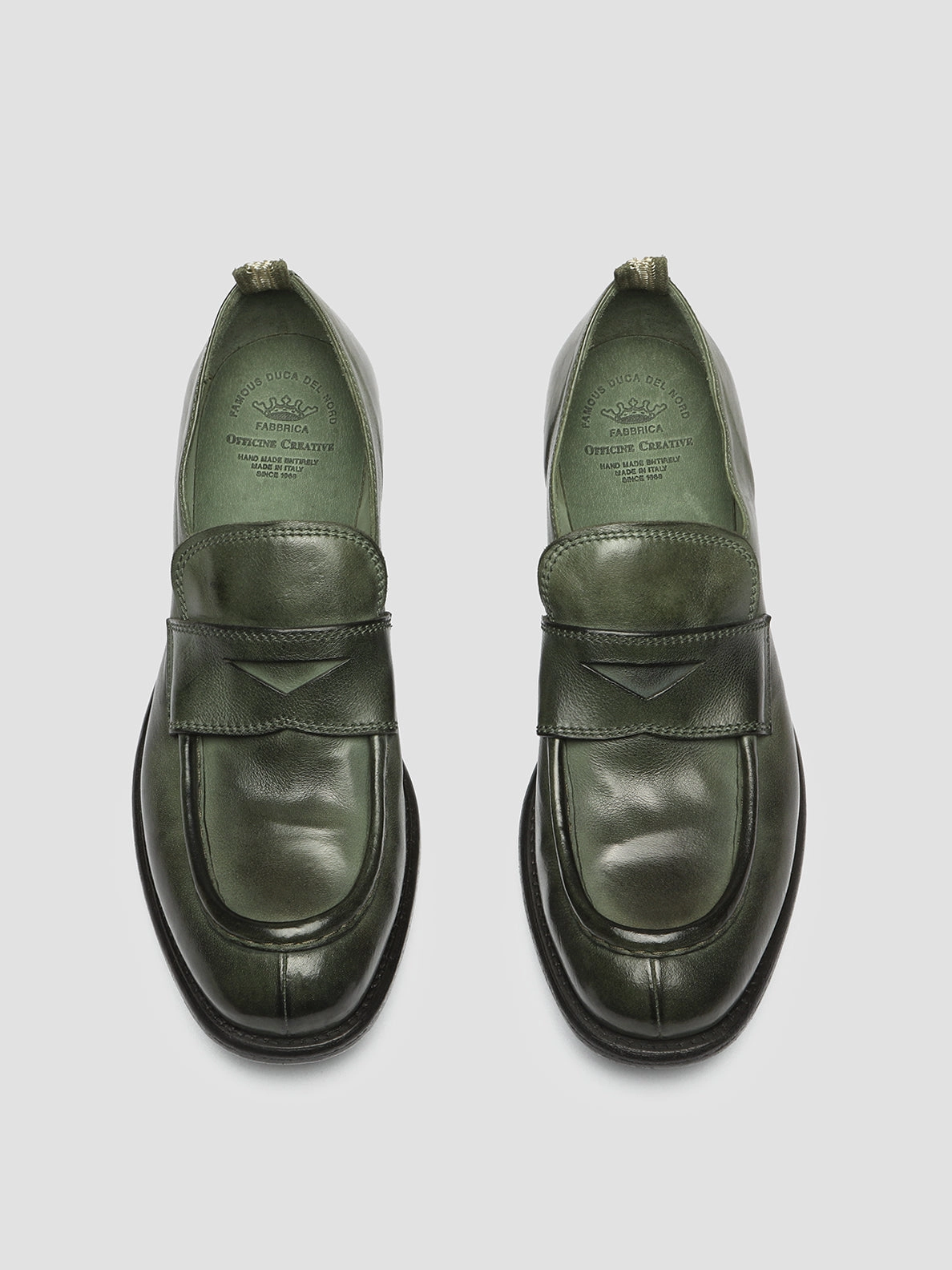 CALIXTE 020 - Green Leather loafers Urban Essentials Neat Stitching