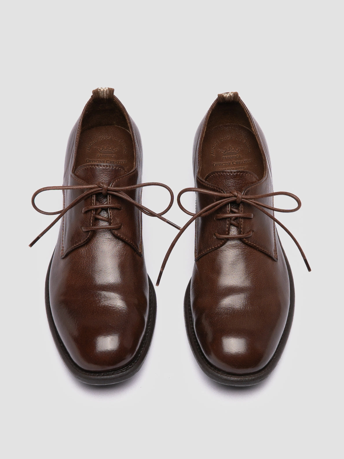 Patent Gloss CALIXTE 068 - Brown Leather Derby Shoes
