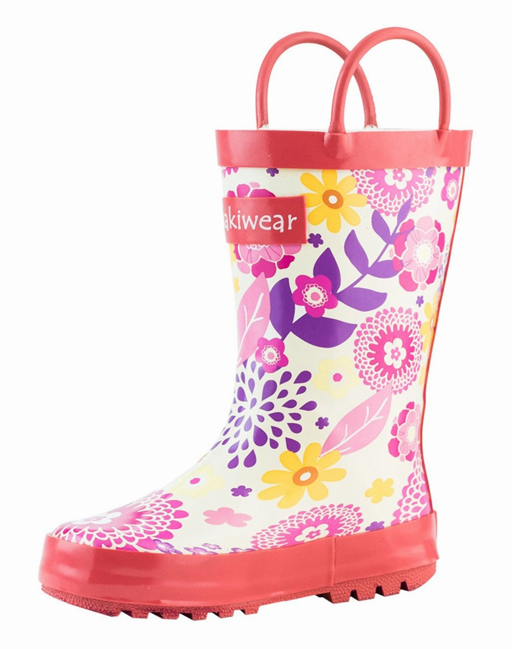 All Purpose Outdoor Boots Pink Flowers Loop Handle Rubber Boots (FINAL SALE)