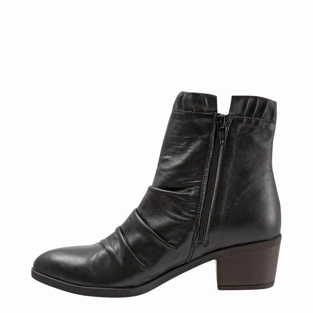 Easy Breath Bueno Women's Connie Leather Side Zip Heeled Dress Boot in Black