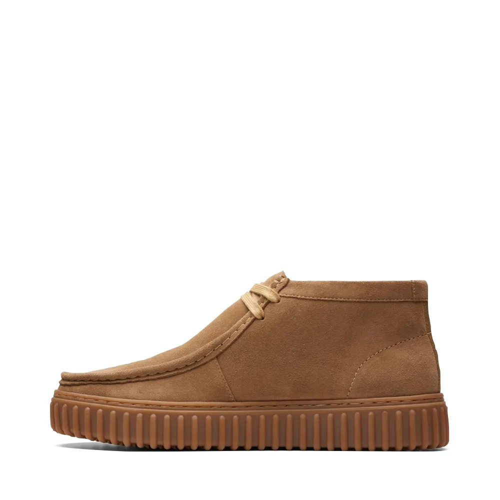 Strong Hike Dry Feet Clarks Men's Torhill Hi Suede Moc Toe Lace Boot in Sand