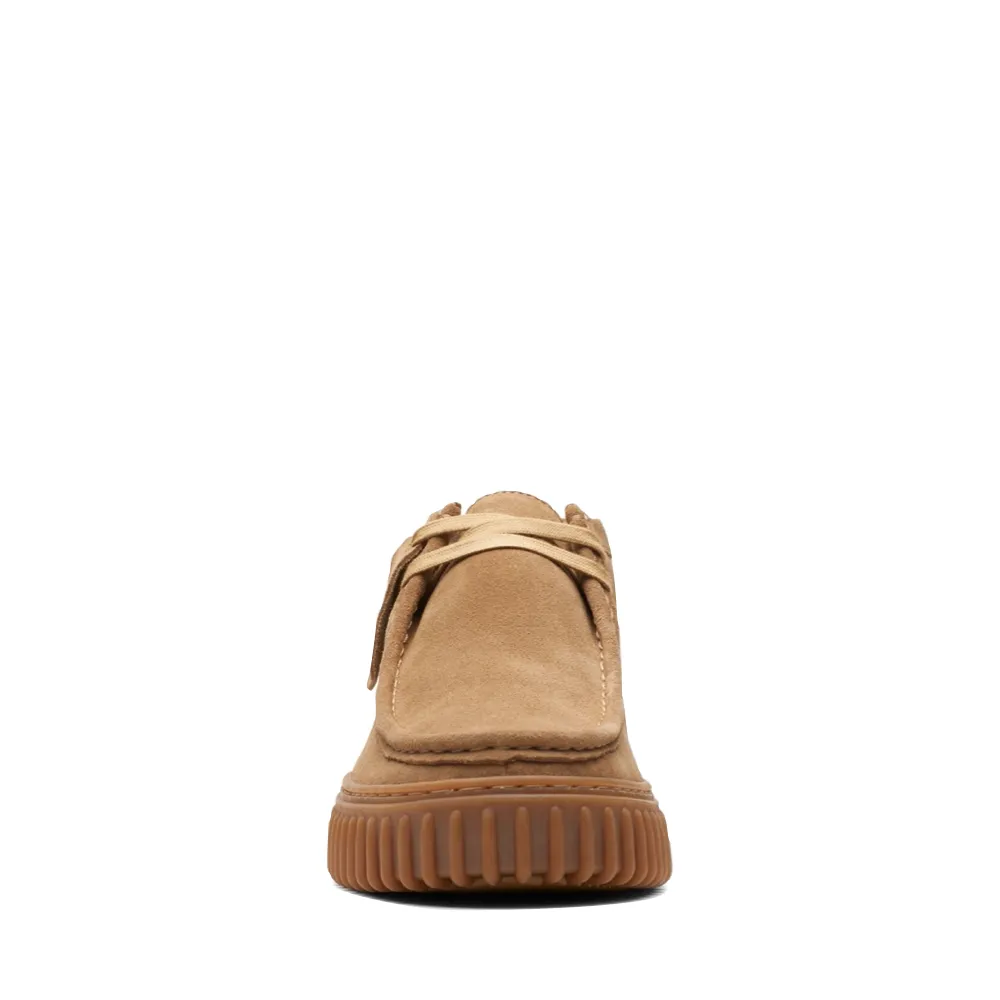 Clarks Men's Torhill Hi Suede Moc Toe Lace Boot in Sand Vacation Ready