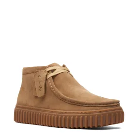 Clarks Men's Torhill Hi Suede Moc Toe Lace Boot in Sand Flexible   outsole Frost Step