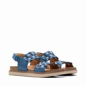 Summer Adventure Walk Control Clarks Women's Arwell Glide Sandal in Blue Combination