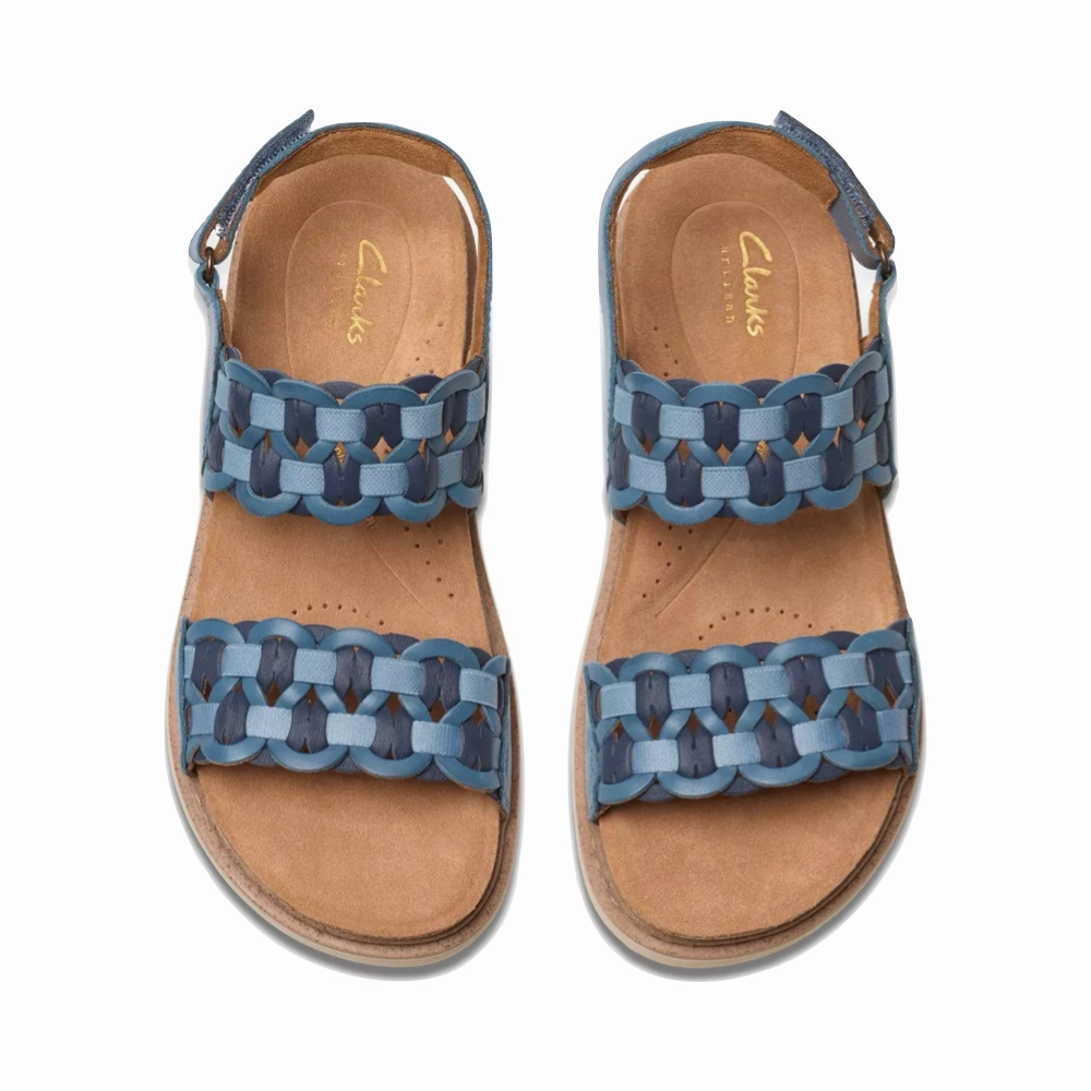 Clarks Women's Arwell Glide Sandal in Blue Combination Look Sharp