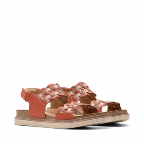 Flexible Vacation Shoes Classic Summer Shoes Clarks Women's Arwell Glide Sandal in Orange Combination