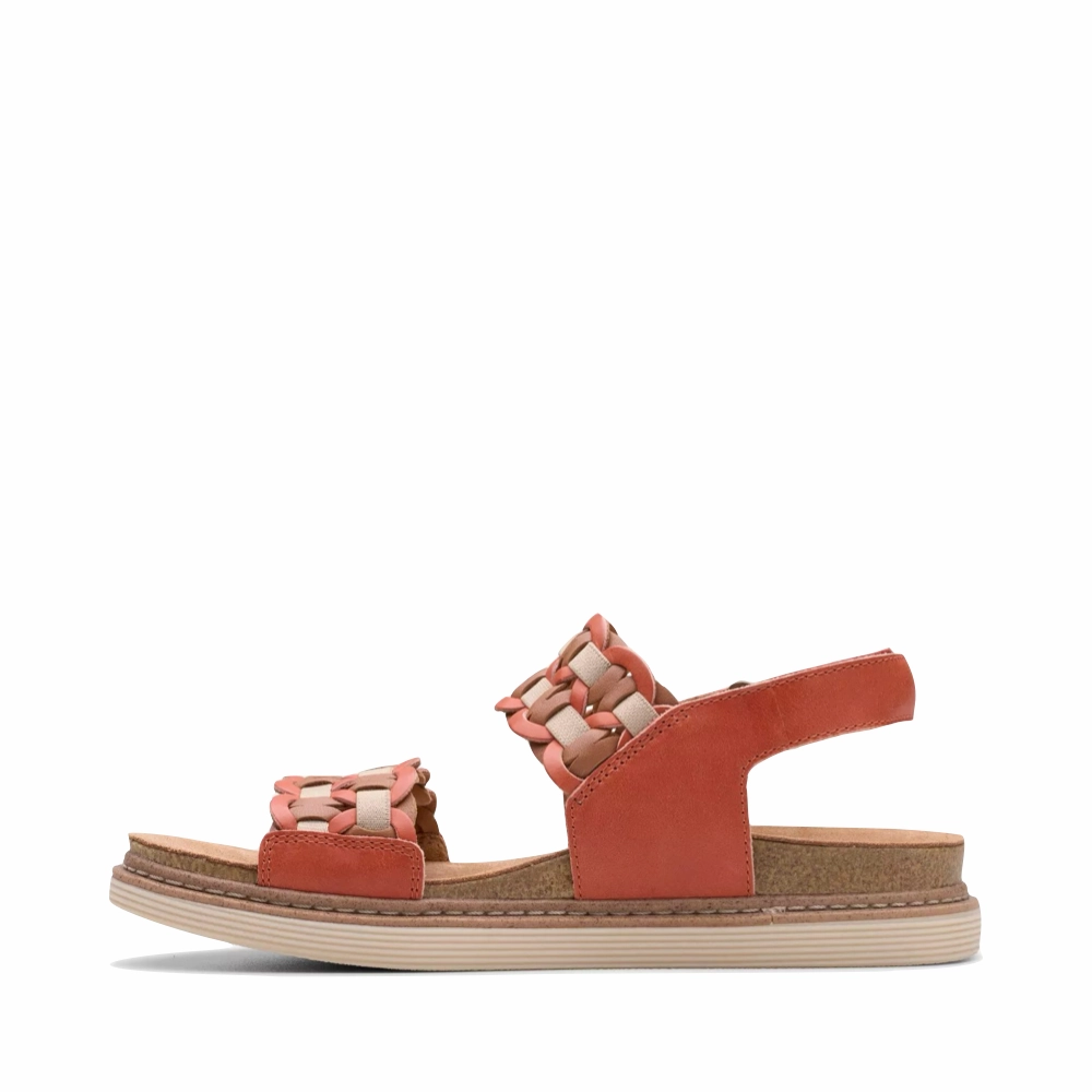 Comfy Travel Flats Clarks Women's Arwell Glide Sandal in Orange Combination
