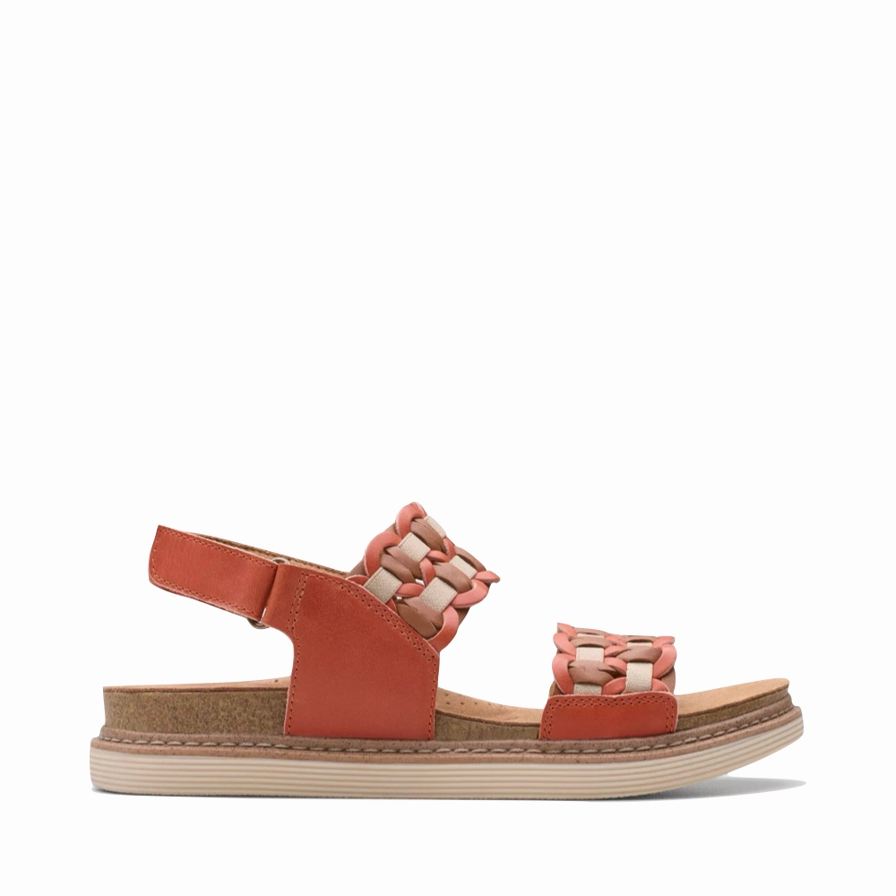 Clarks Women's Arwell Glide Sandal in Orange Combination Fresh Mood