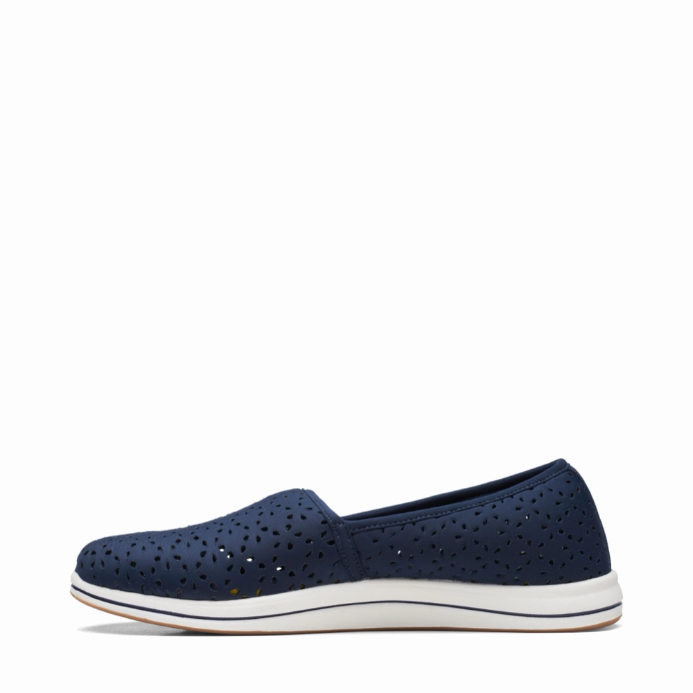 Neutral Form Outfit Friendly Clarks Women's Breeze Emily Perfed Slip On in Navy