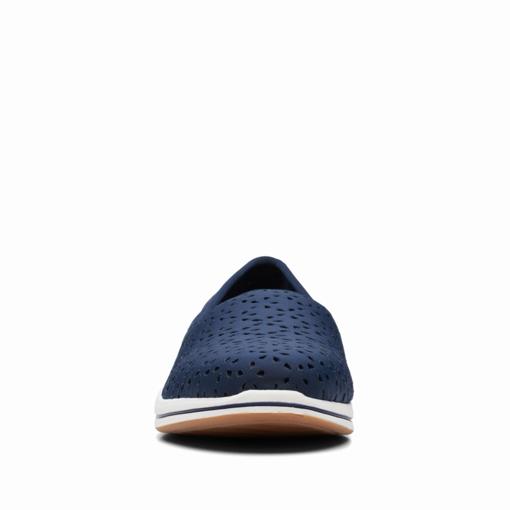 Clarks Women's Breeze Emily Perfed Slip On in Navy Ultra Pace Low Effort