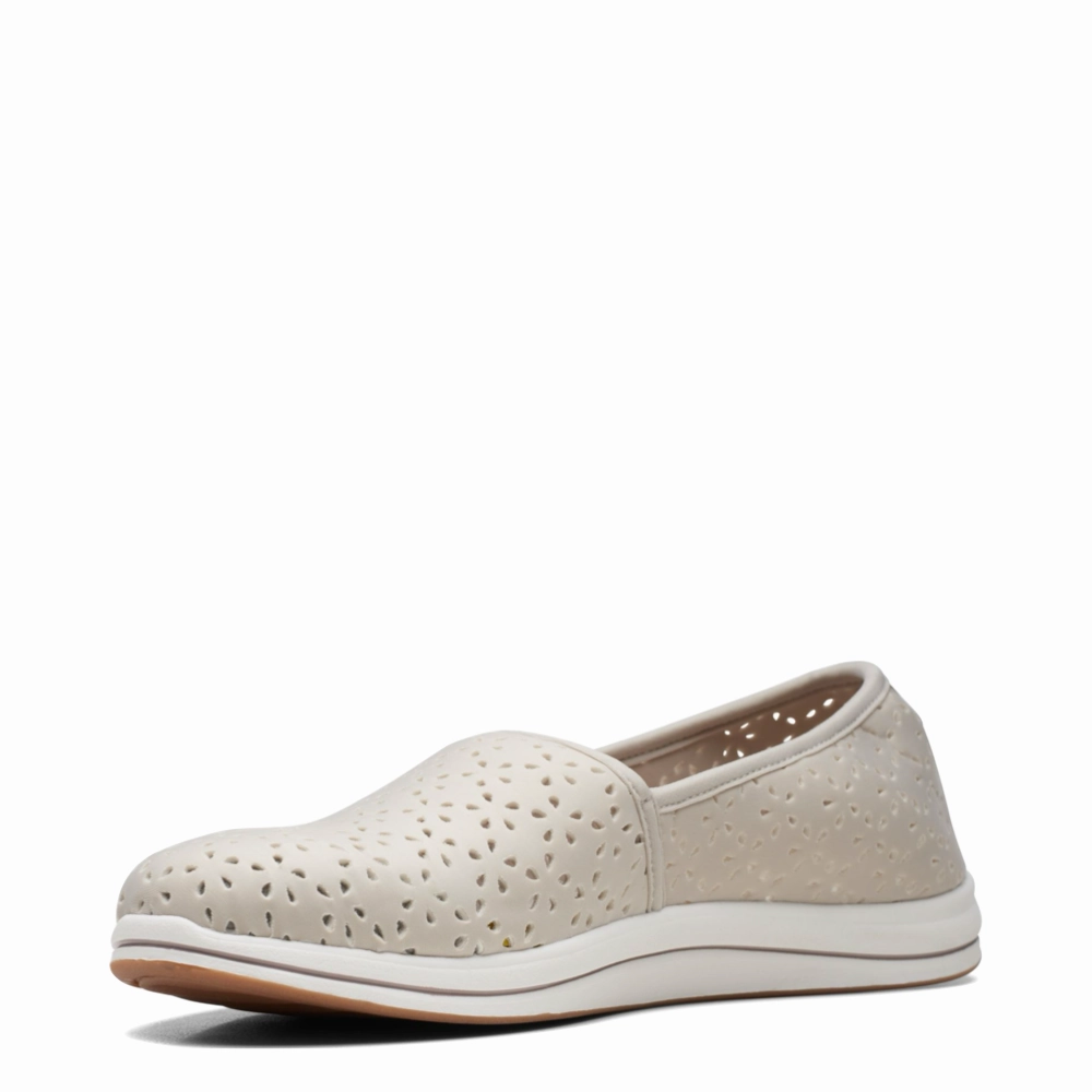 Clarks Women's Breeze Emily Perfed Slip On in Taupe Edge Path
