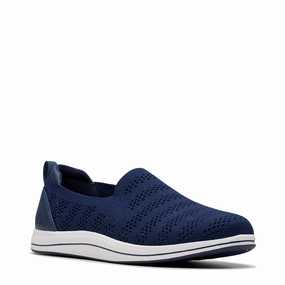 Fast Slip Clarks Women's Breezey Izzy Slip On in Navy