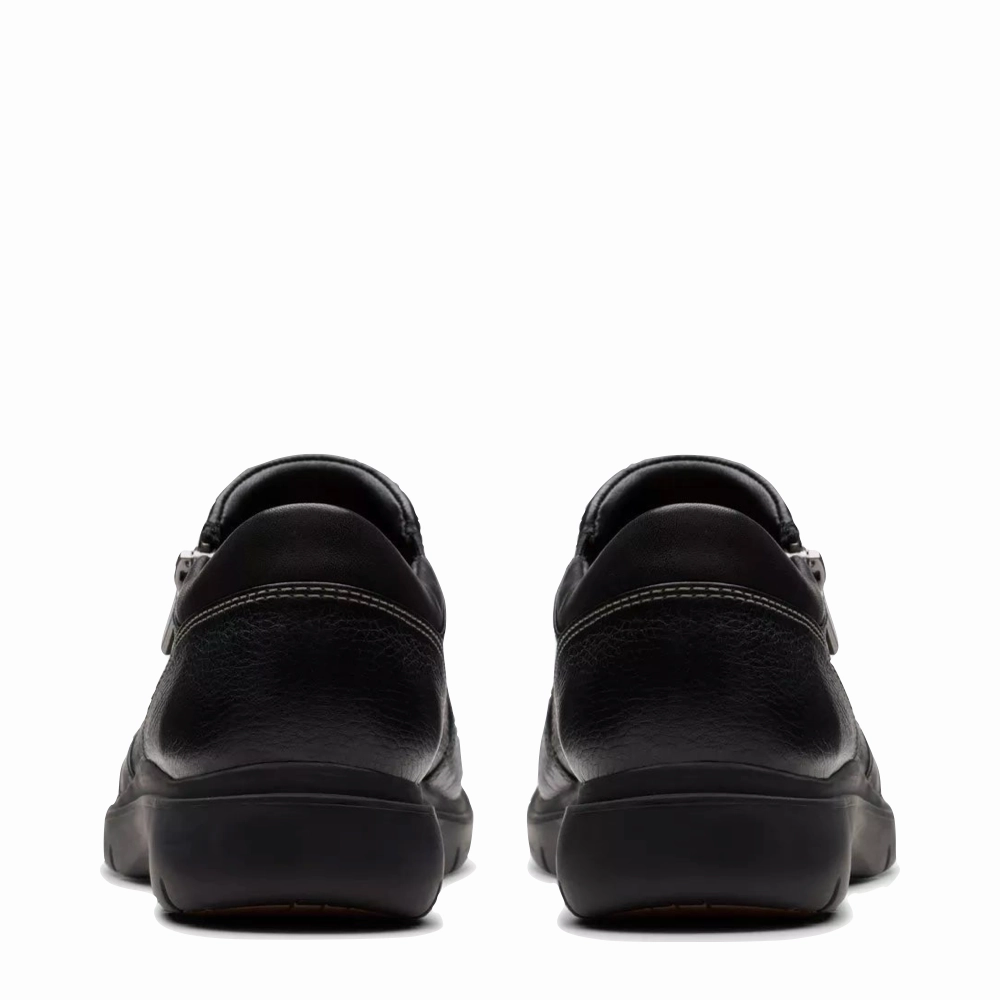 Clarks Women's Certina Pure Leather Side Zip Slip On in Black Modern Look Stride Ready