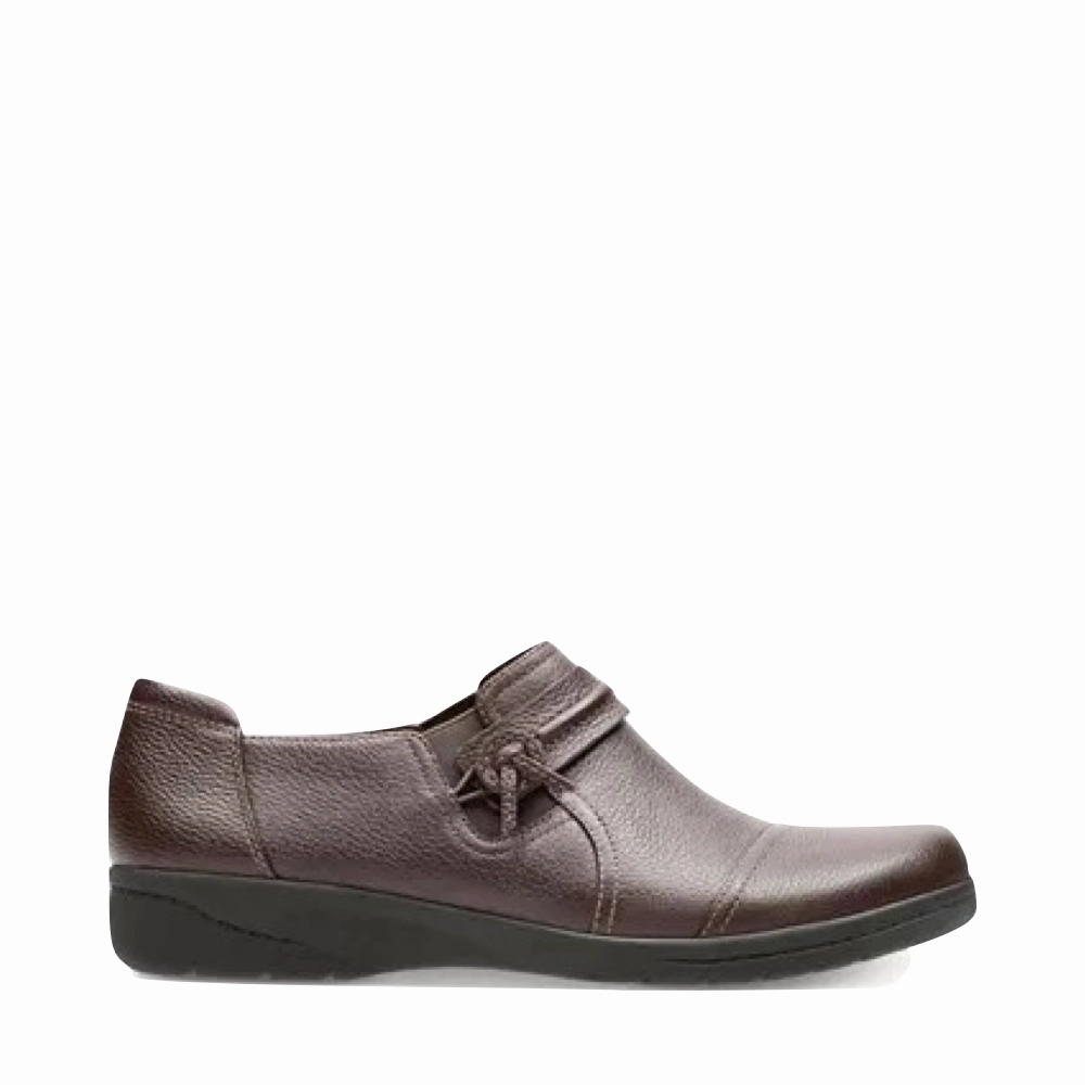 Clarks Women's Cheyn Madi Leather Slip On in Dark Brown Drive Ready
