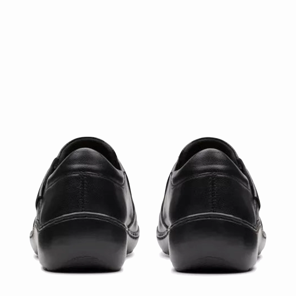 Clarks Women's Cora Aubrie Slip On Shoe in Black Everyday Luxury Perfect Form