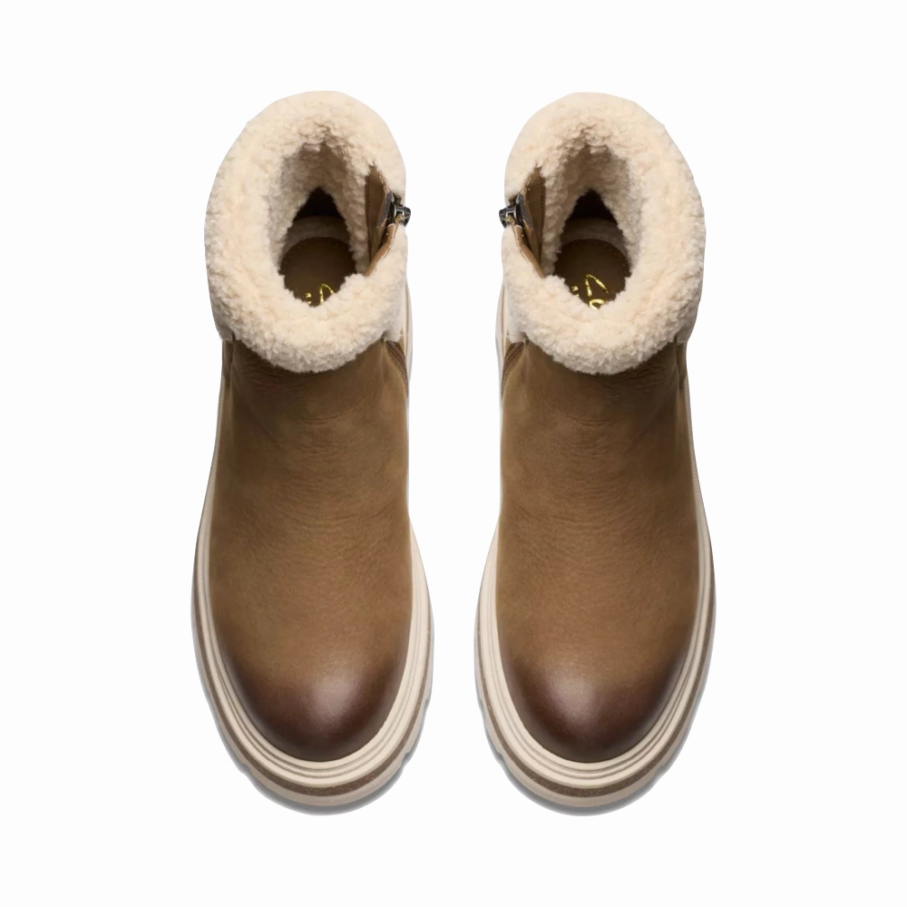 Outfit Choice On Track Clarks Women's Hencroft Madi Warmlined Waterproof Side Zip Ankle Boot in Dark Sand