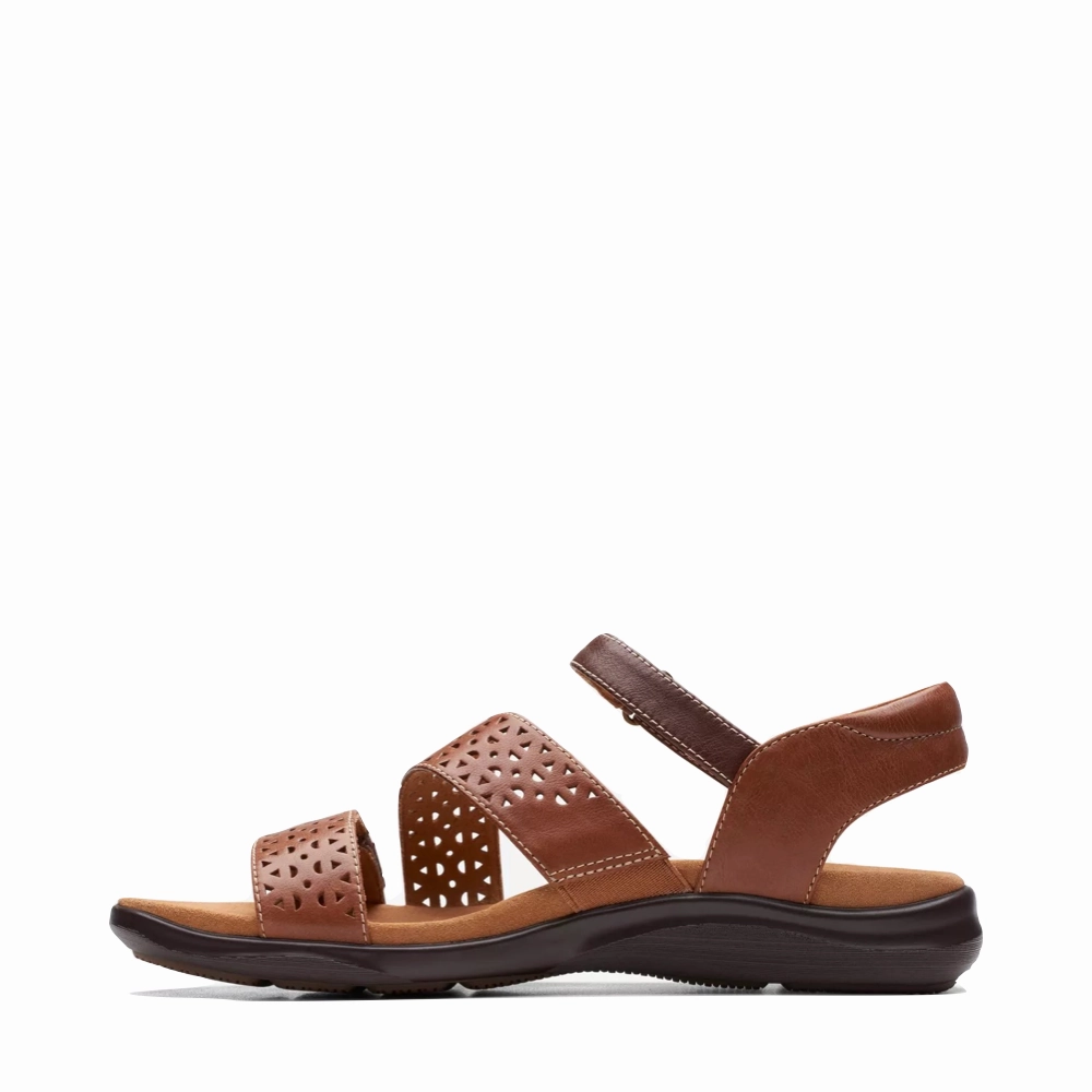 Beaded Clarks Women's Kitly Way Strap Sandal in Tan