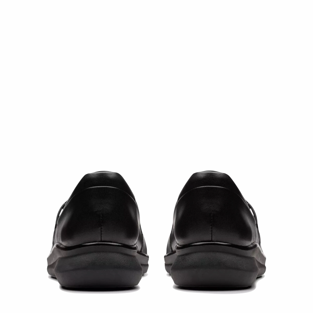 Clarks Women's Lynell Leather Slip On in Black Movement Control Layered Look