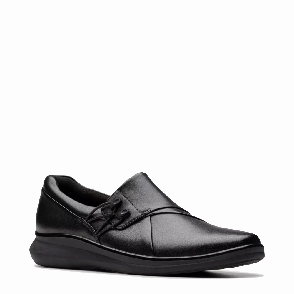 Back To Work Clarks Women's Lynell Leather Slip On in Black